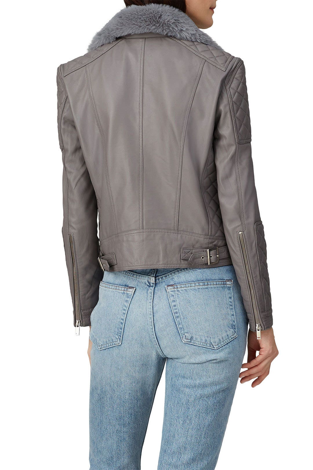 Grey Quilted Leather Biker Jacket by Samantha Sipos 2