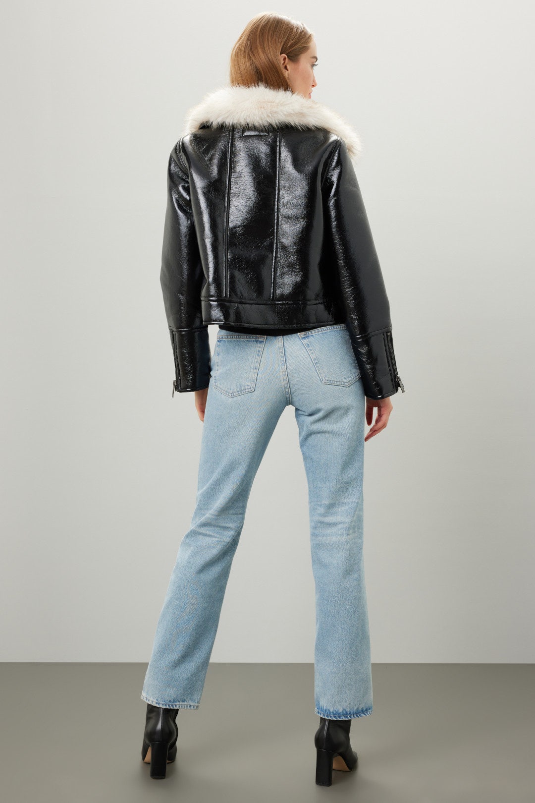 Wet Look Aviator Jacket by Unreal Fur 2