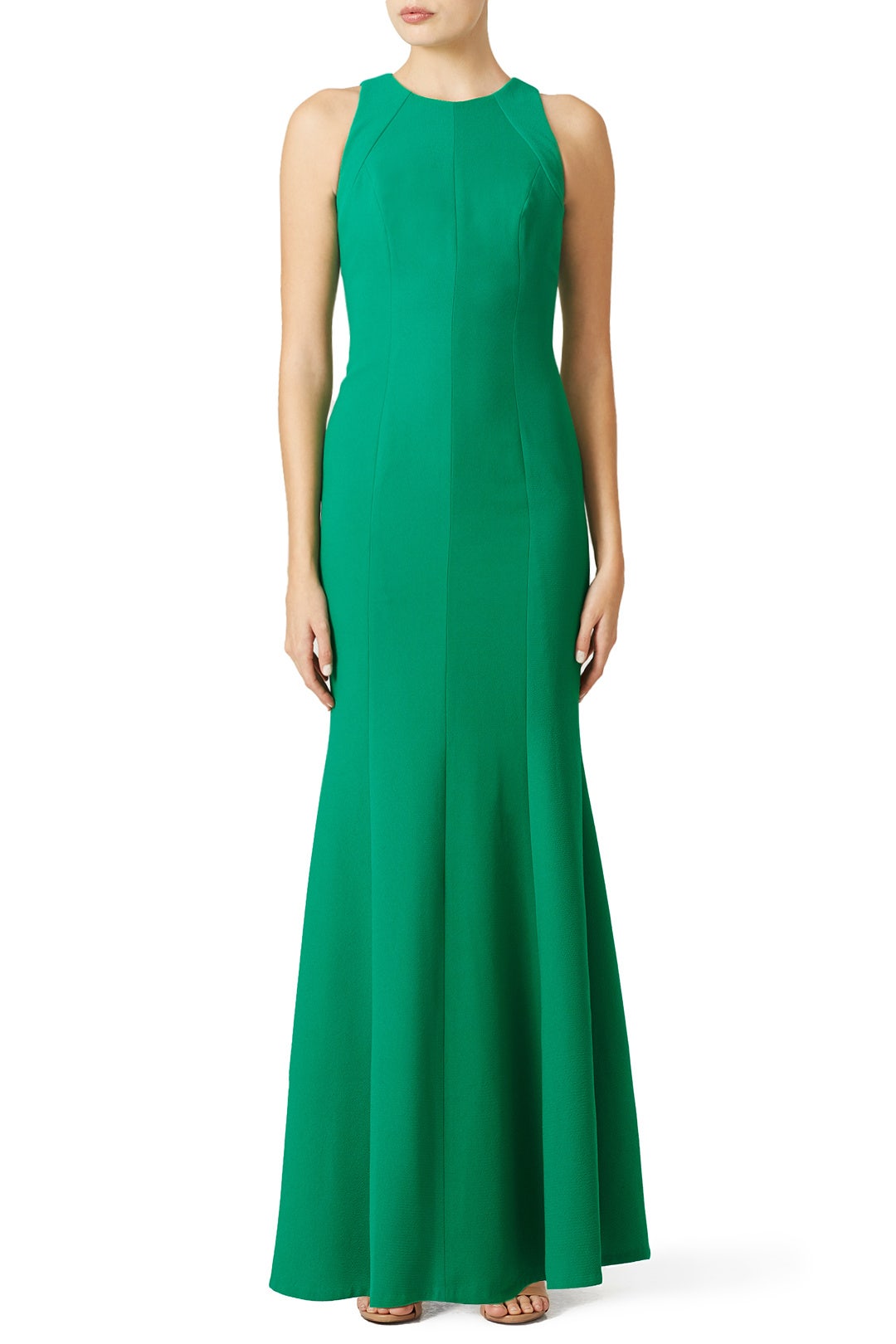 Emerald Crepe Cutaway Gown