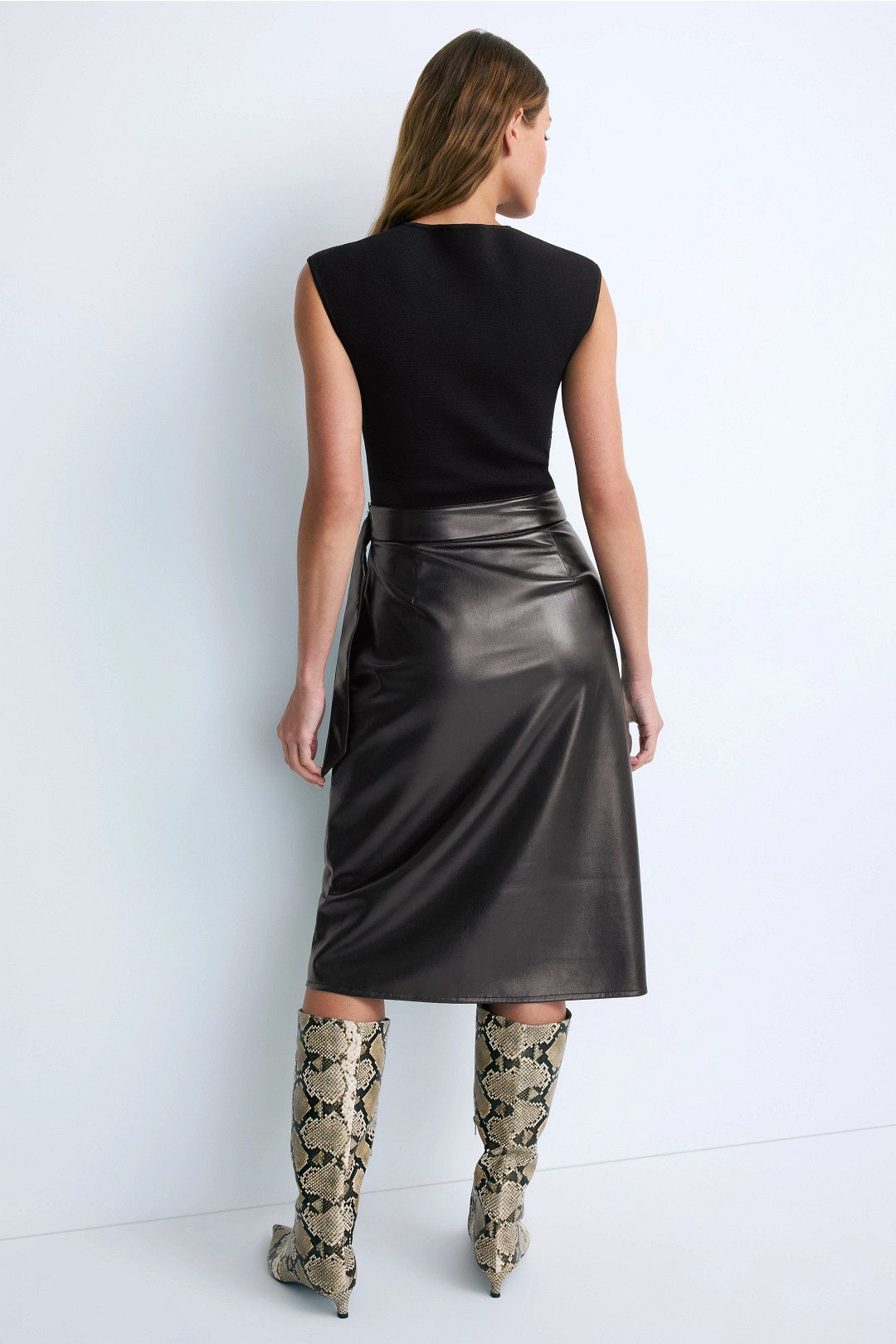 Flederi Mixed Media Leather Midi Dress by BOSS 2