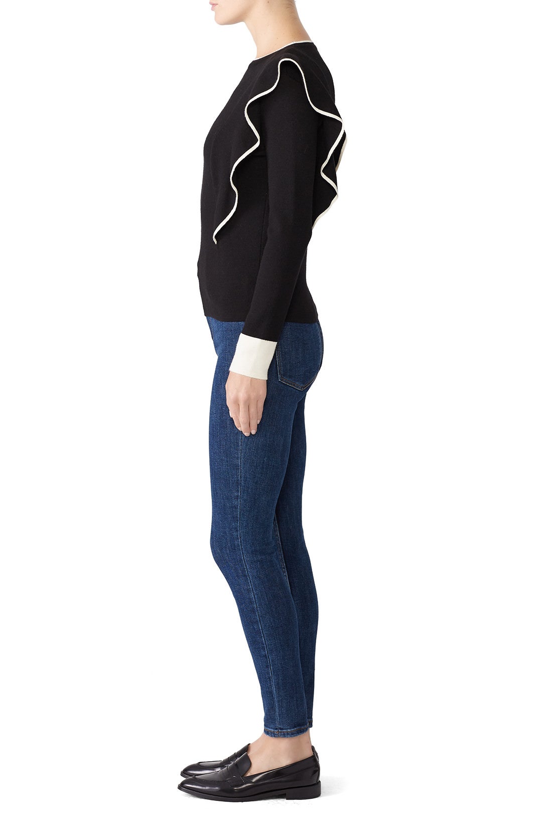 Black Ruffled Knit Top by J.O.A. 1