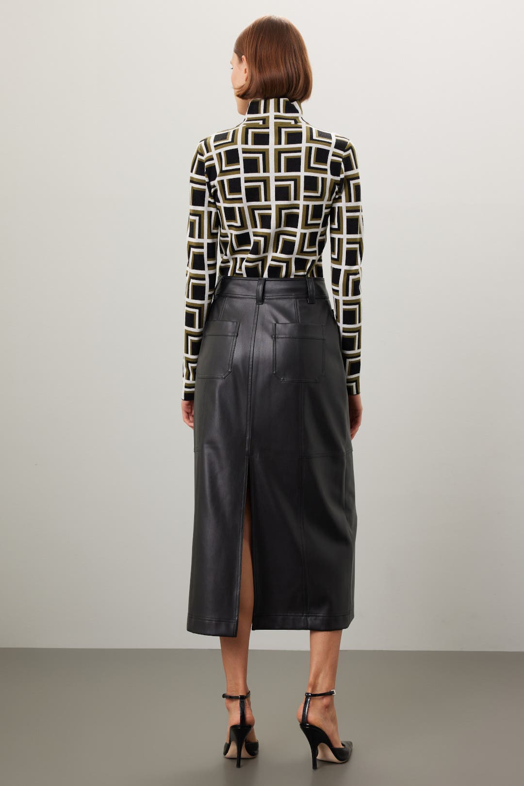 Faux Leather Midi Skirt by Saunders x RTR | Rent the Runway