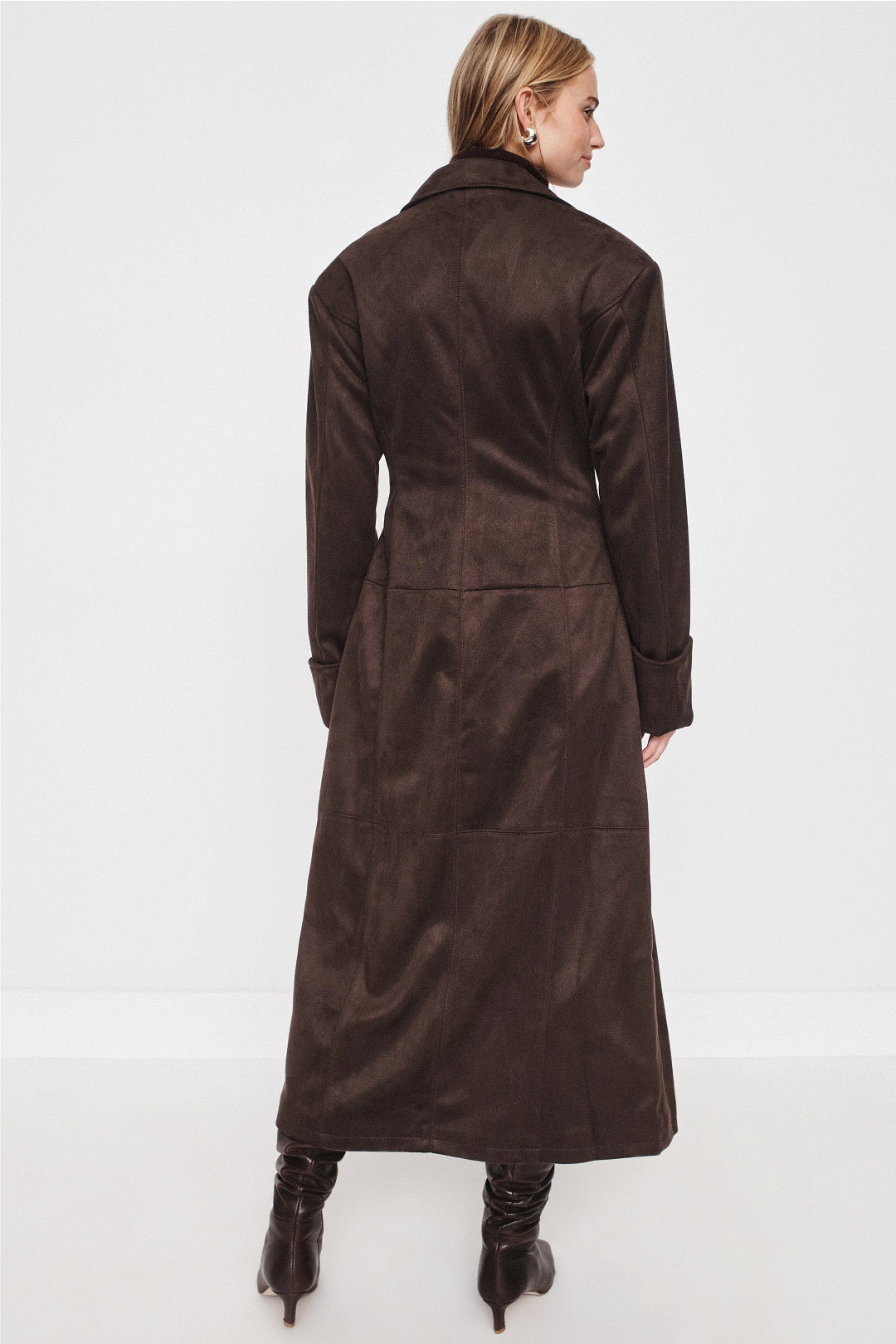 Double Breast Faux Suede Coat