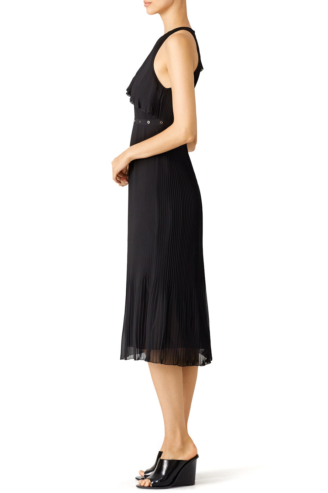 Black Pleated Sideswept Dress by Giamba 2