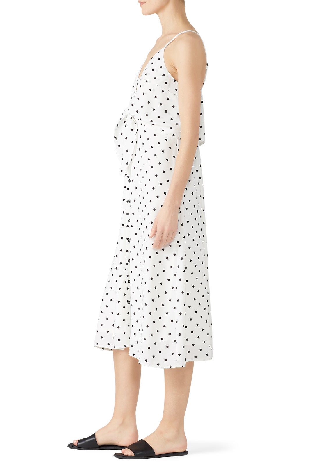 White Dotted Tie Front Dress by Slate & Willow 1
