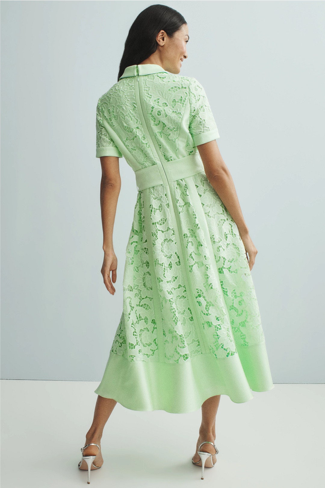 Belted Lace Shirt Dress by Badgley Mischka 2