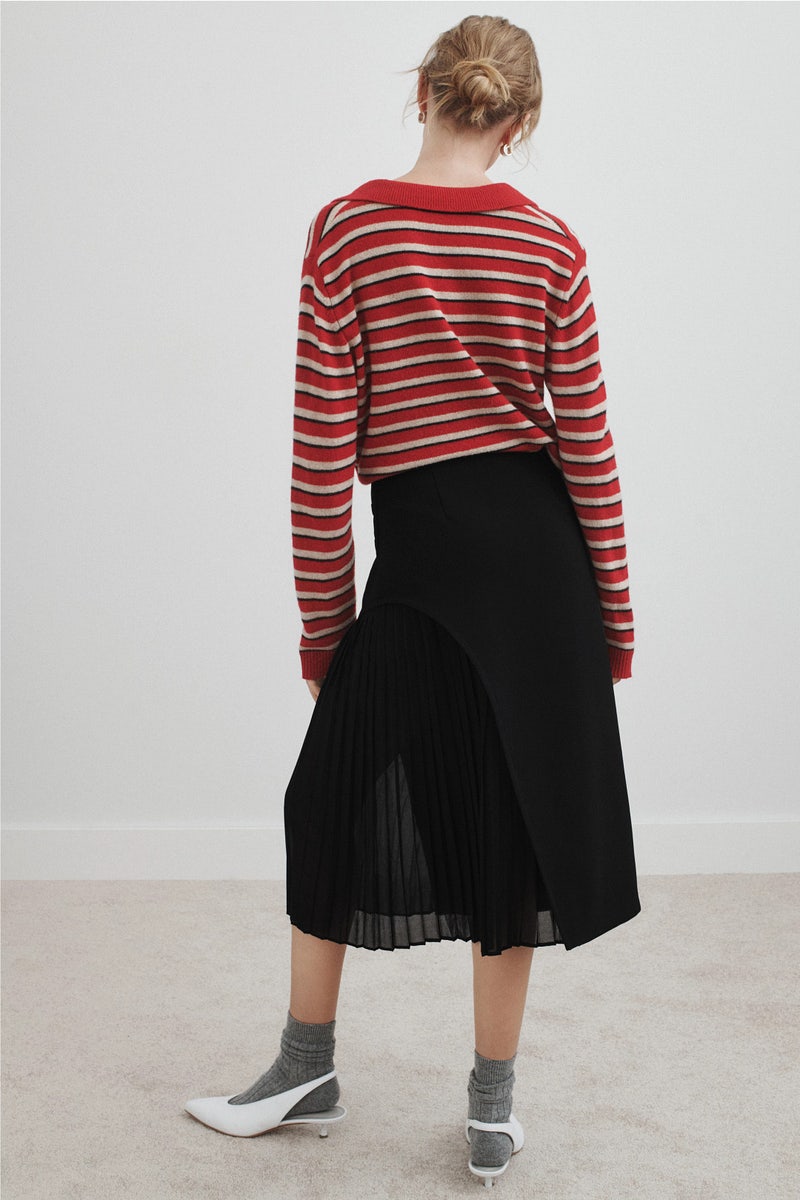 Black Midi Skirt With Pleat Details by Claudie Pierlot - Photo 2