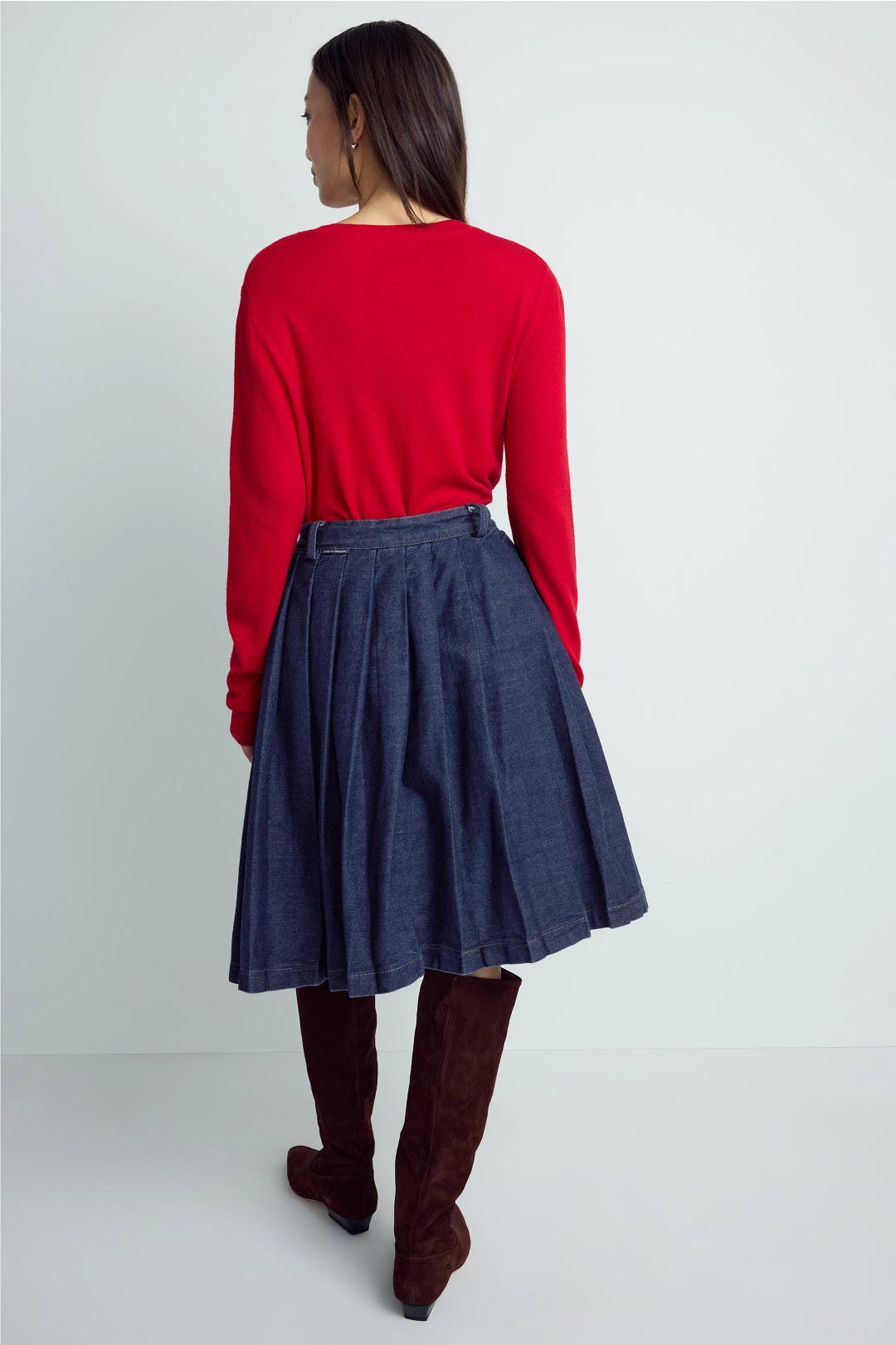 Denim Pleated Mini Skirt by 7 For All Mankind | Rent the Runway
