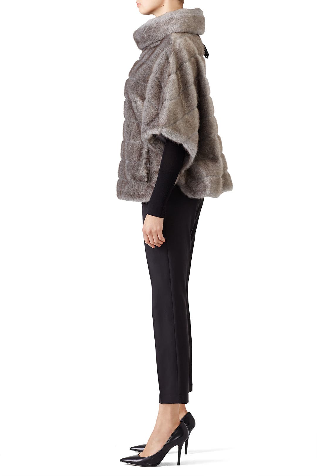 Grey Faux Mink Cape by kate spade new york | Rent the Runway