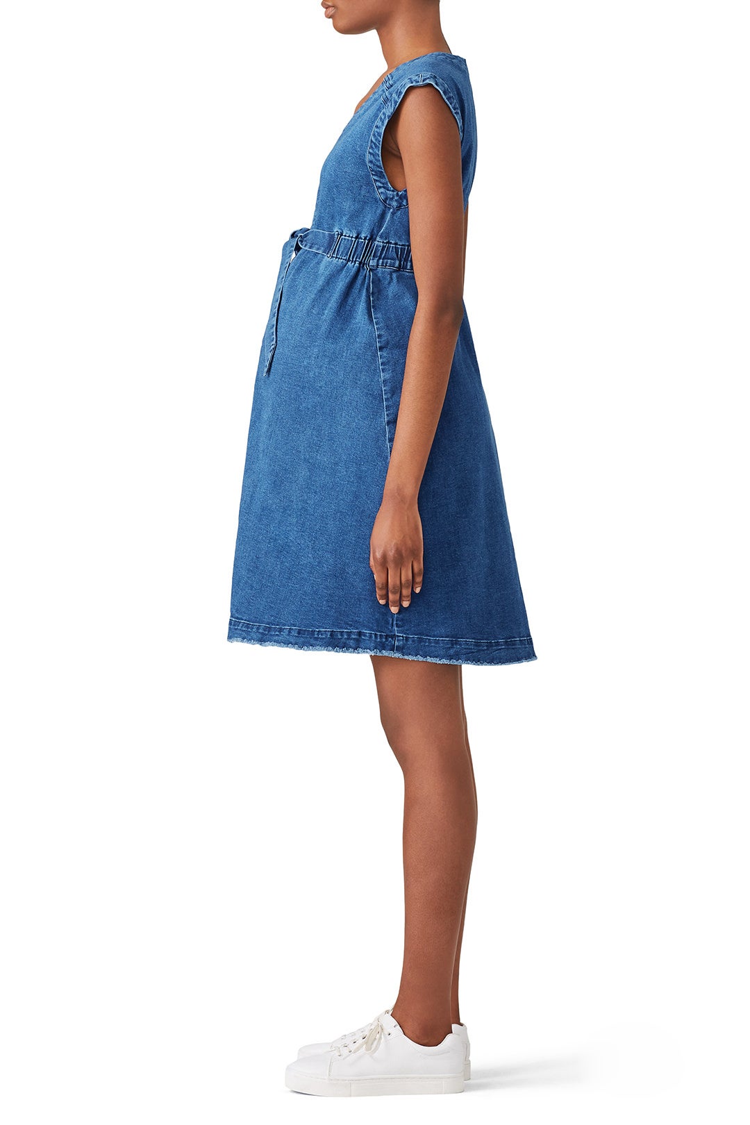 Zip Denim Maternity Dress by Ingrid & Isabel 2