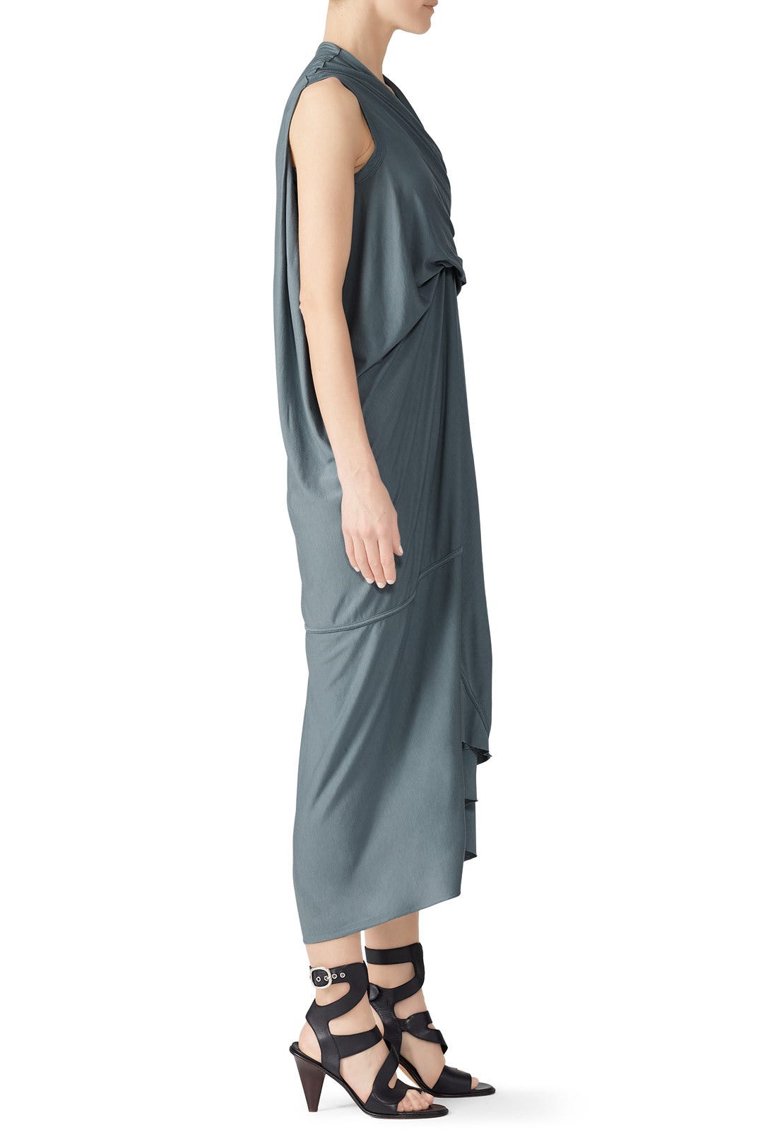 Steel Draped Midi Dress by RICKOWENSLILIES 2