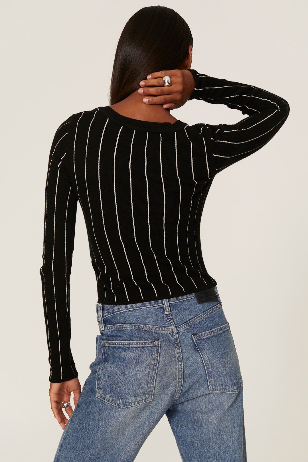 Pinstripe Knot Front Top by Victor Glemaud 2