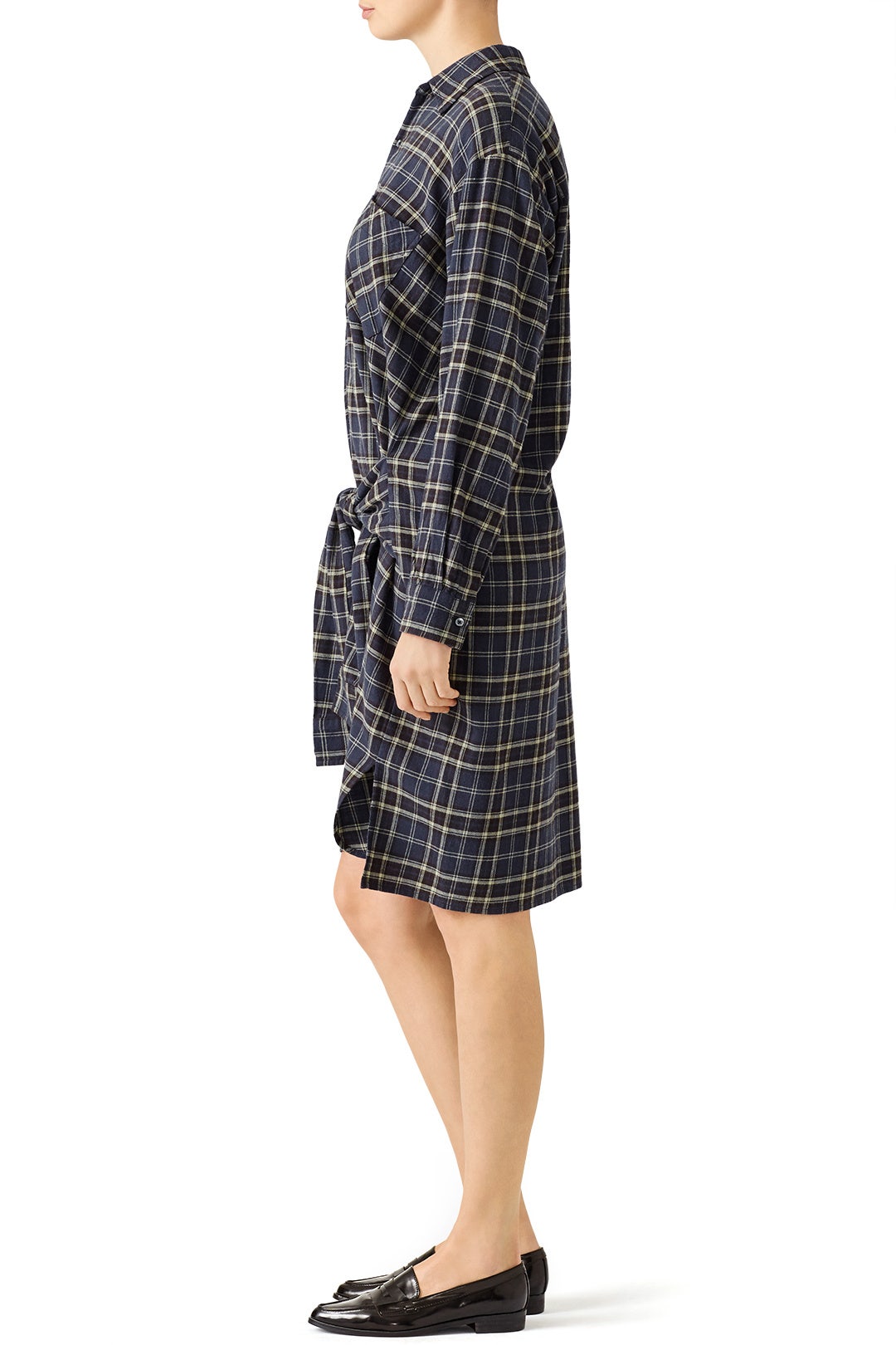 Plaid Tie Shirt Dress by VINCE. 2