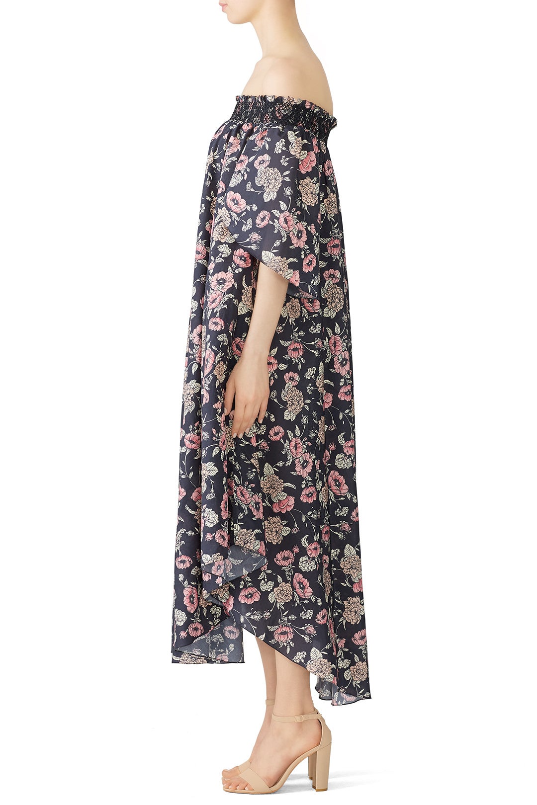 Black Floral Shirring Maxi by Vilshenko 1