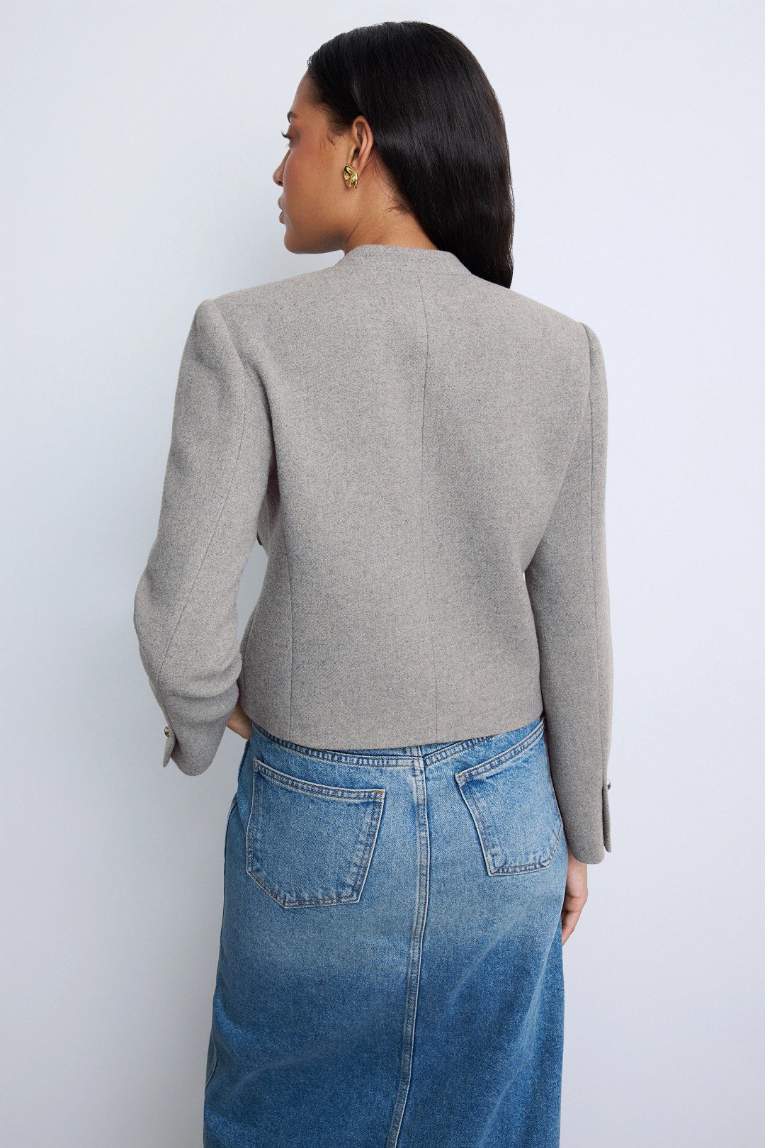 Grey Pocket Detail Button Up Jacket by Derek Lam 10 Crosby x RTR 2