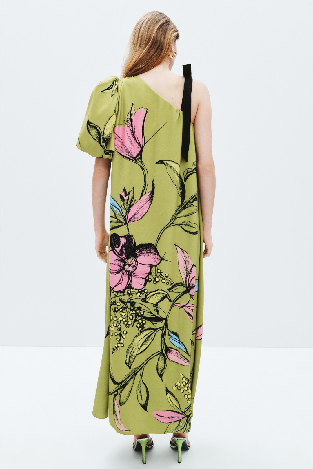 One Sleeve Maxi Dress With Bow Strap by STINE GOYA 2