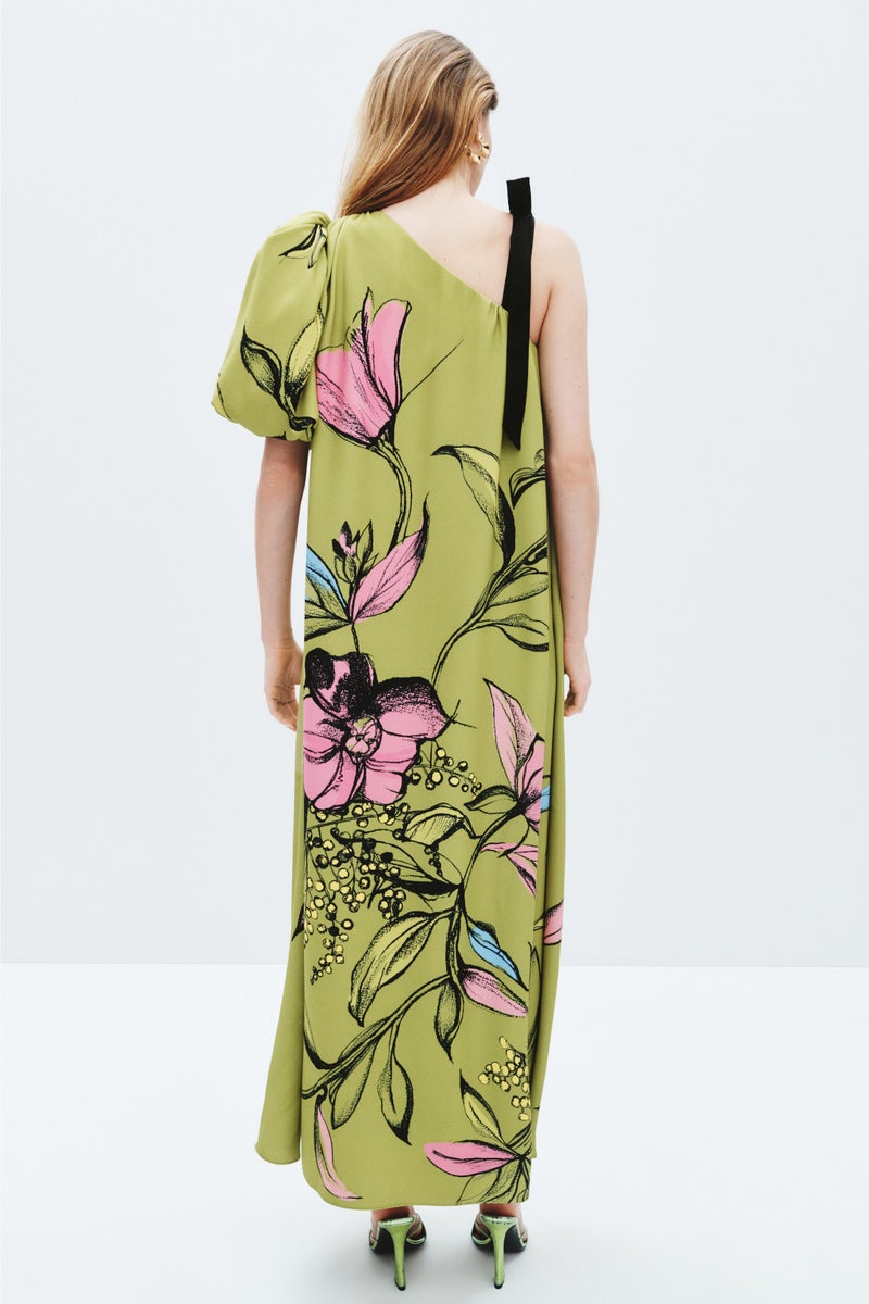 One Sleeve Maxi Dress With Bow Strap by STINE GOYA - Photo 2