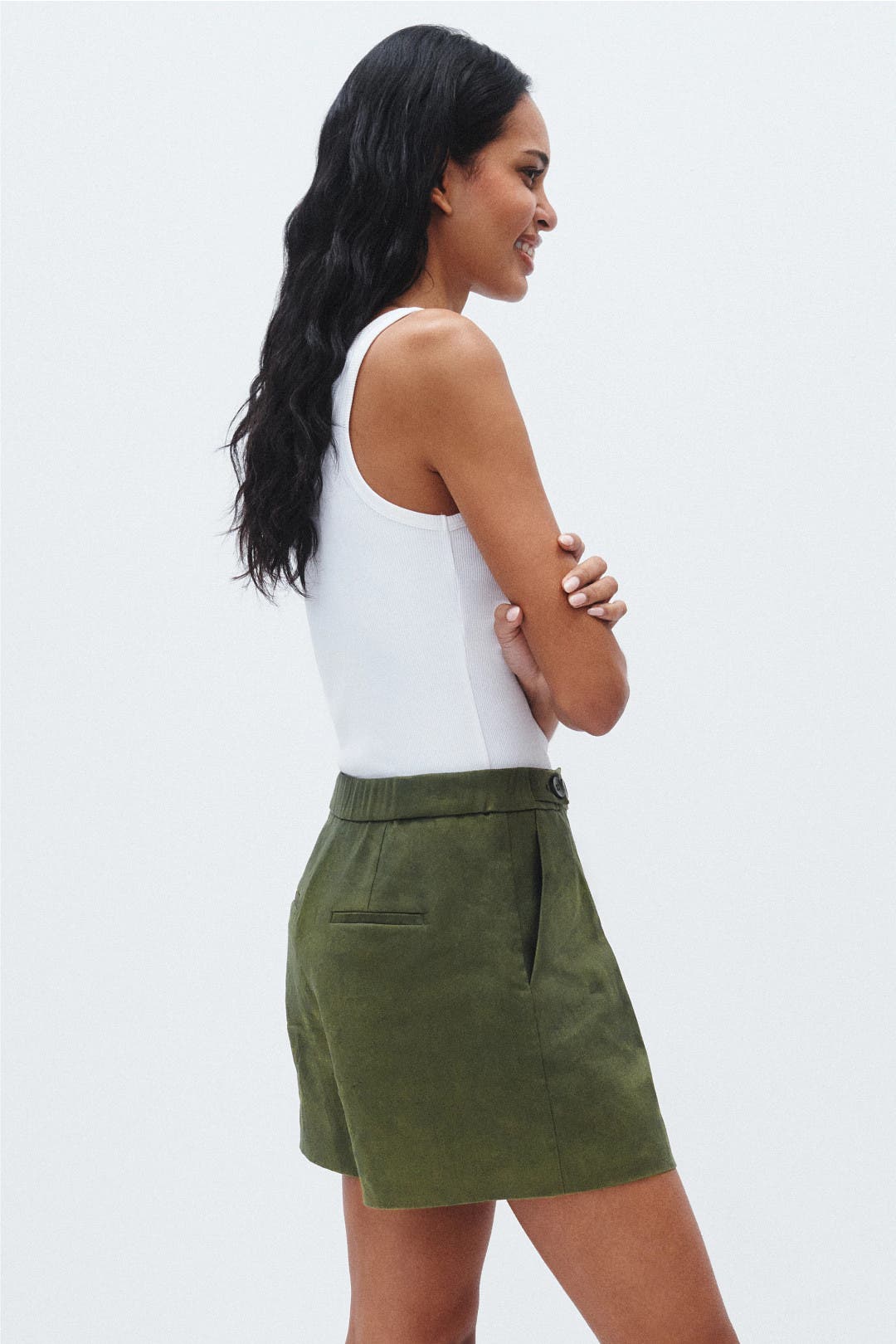 Linen Button Detail Shorts by Derek Lam 10 Crosby x RTR | Rent the