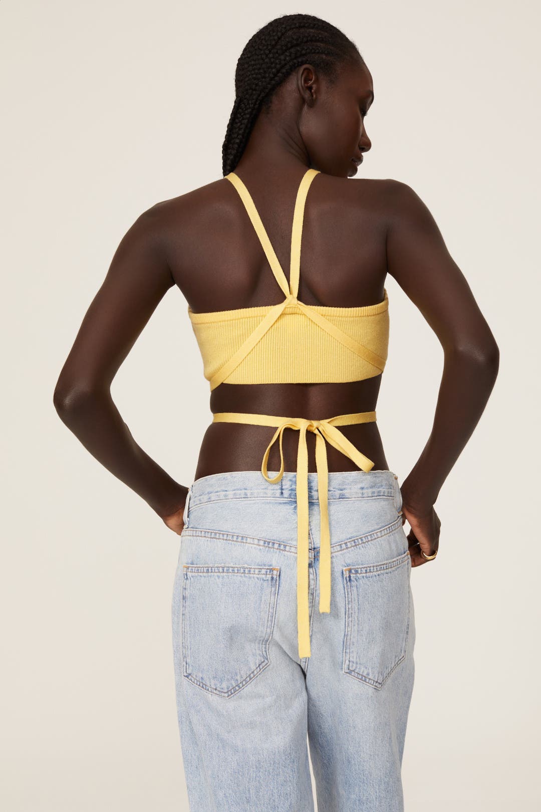 yellow tie crop top