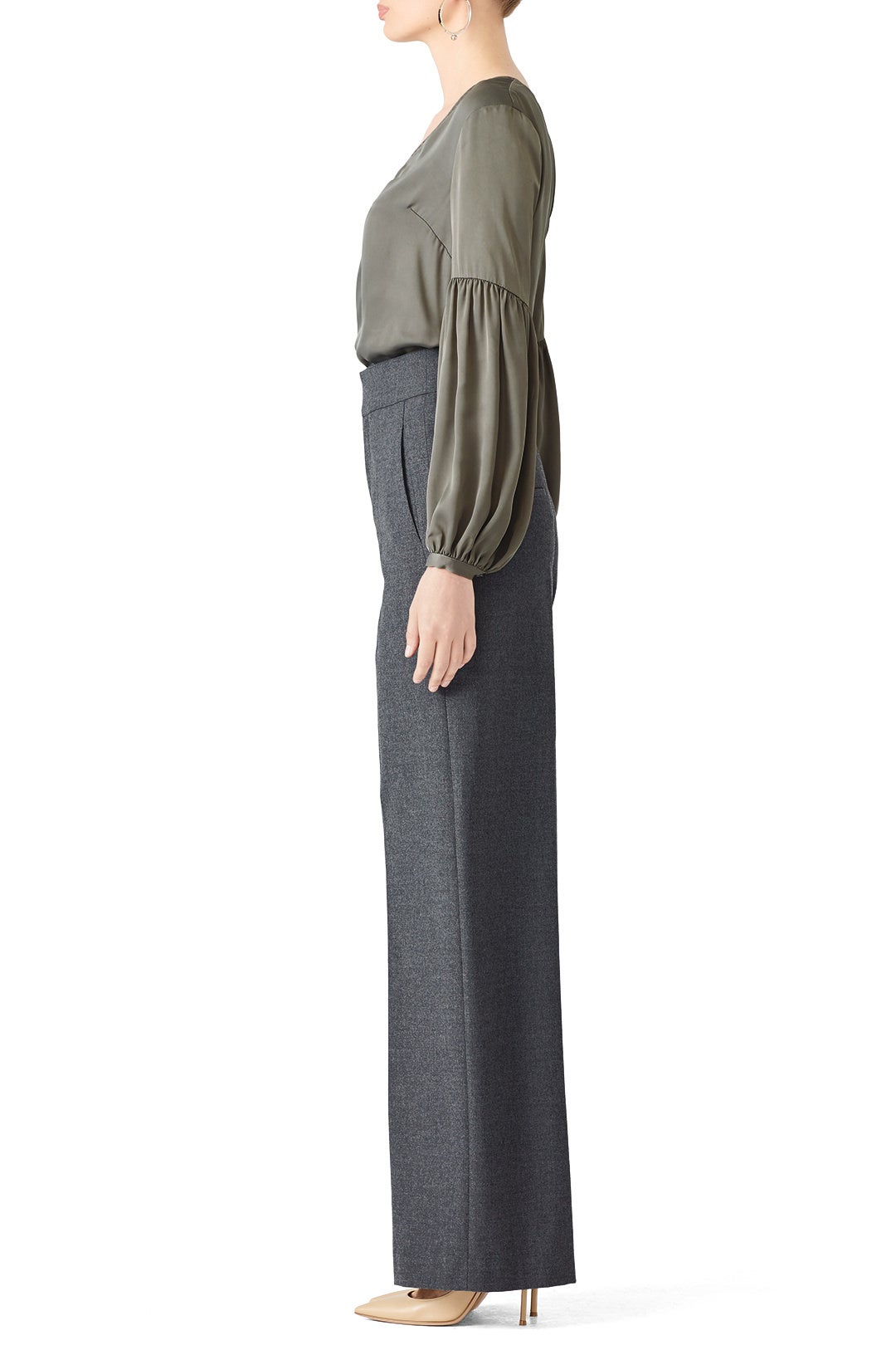 Green V-neck Blouse by L'Academie 1