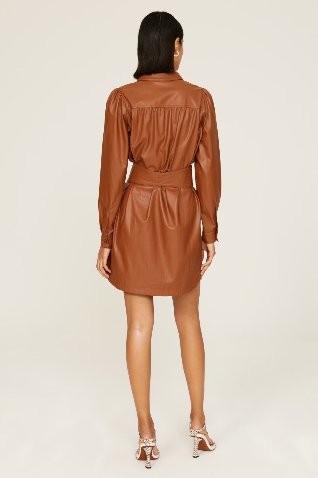 Brown Faux Leather Shirtdress by Peter Som x RTR | Rent the