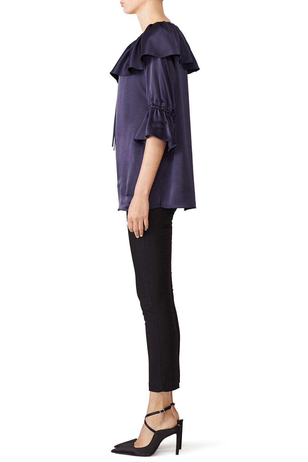 Navy Frilled Blouse by Osman 1