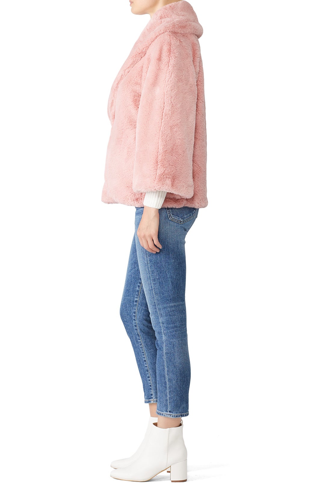 Millenial Pink Faux Fur Coat by Josie Natori 2