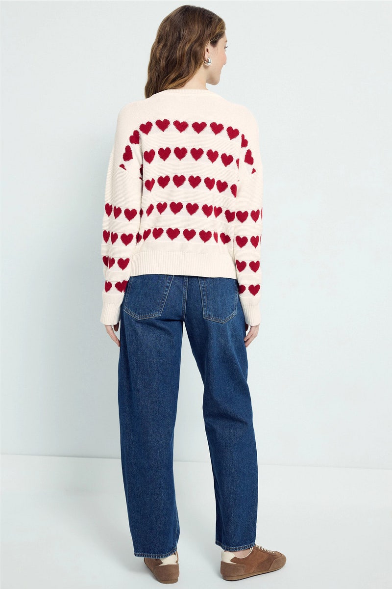Hearts Ikat Black Knit Sweater by FARM Rio | Rent the Runway