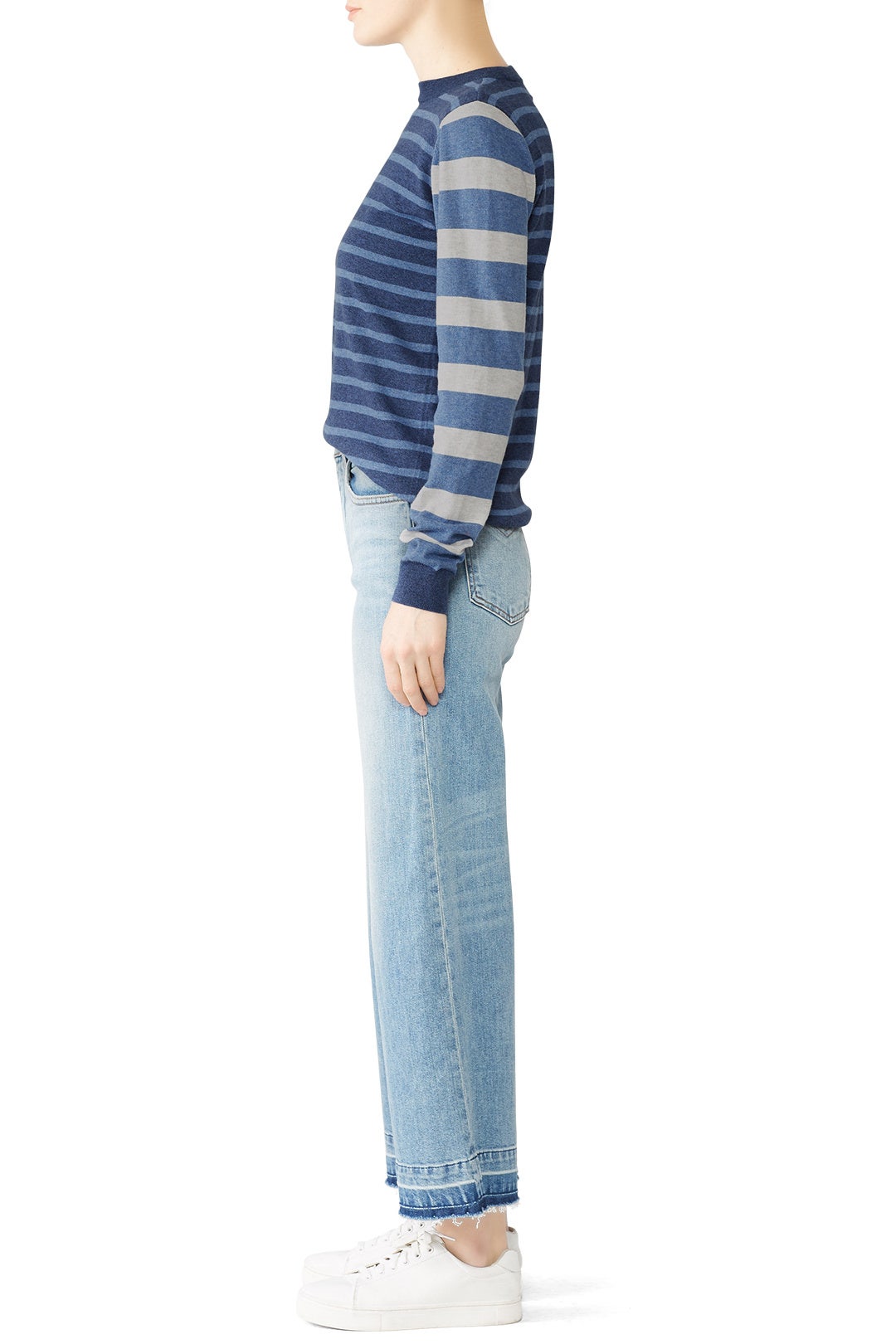 Blue Striped Crew Neck Pullover by Derek Lam 10 Crosby 1