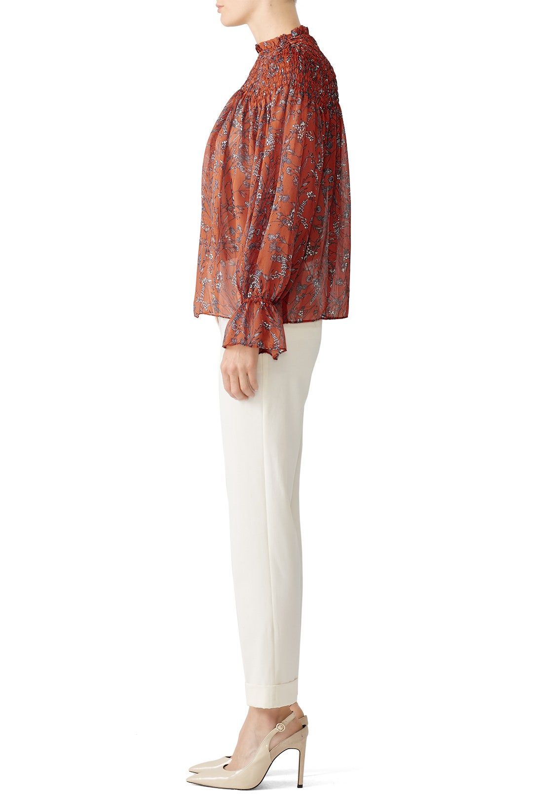 Sheer Orange Smocked Blouse by Slate & Willow 2