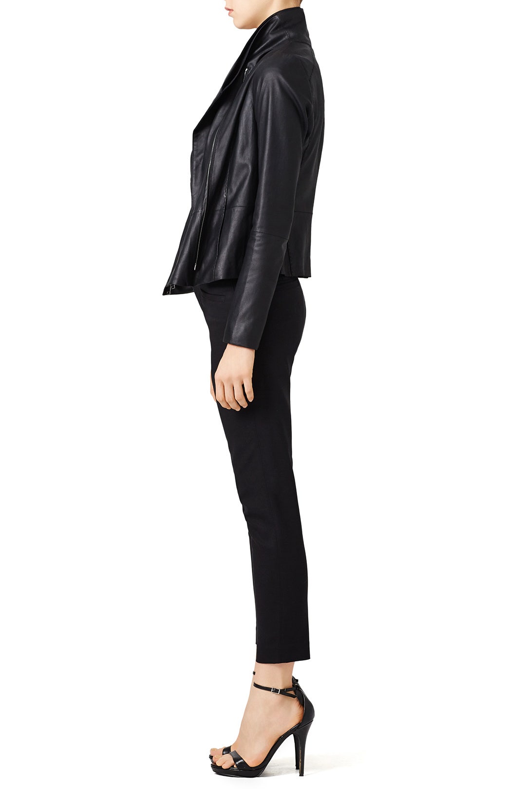 Black Feather Leather Scuba Jacket by VINCE. 2