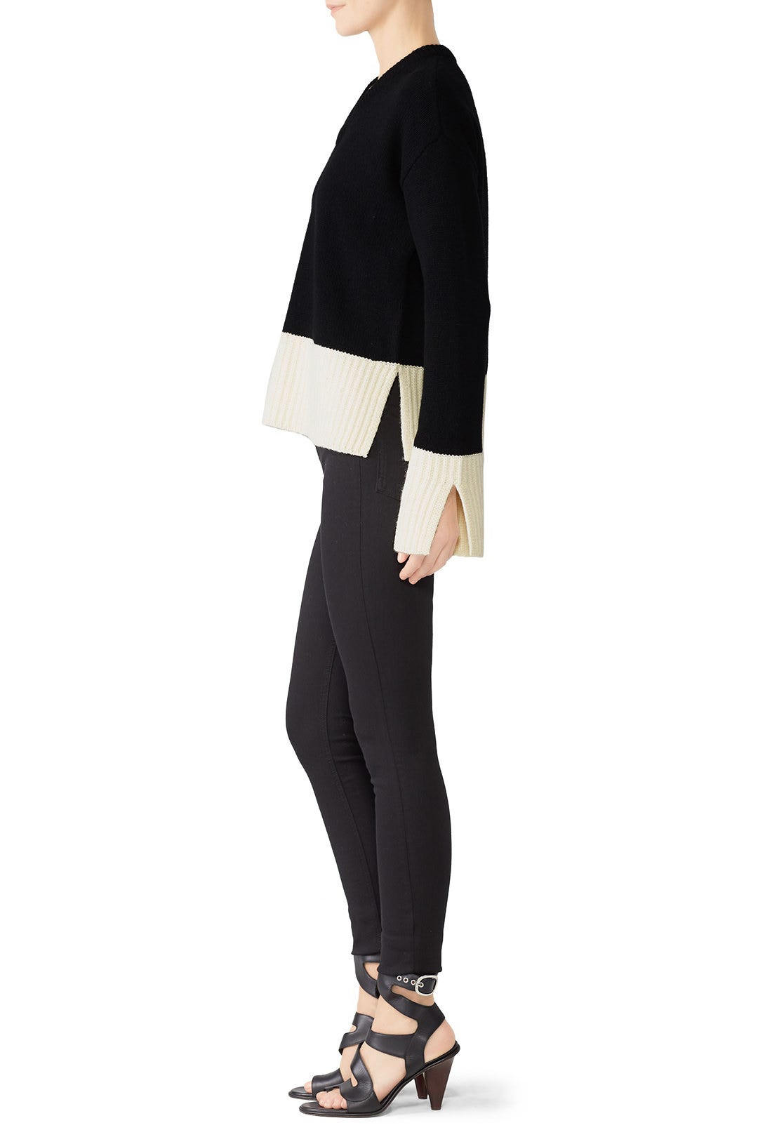 Contrast Rib V-Neck Sweater by Derek Lam 10 Crosby 2