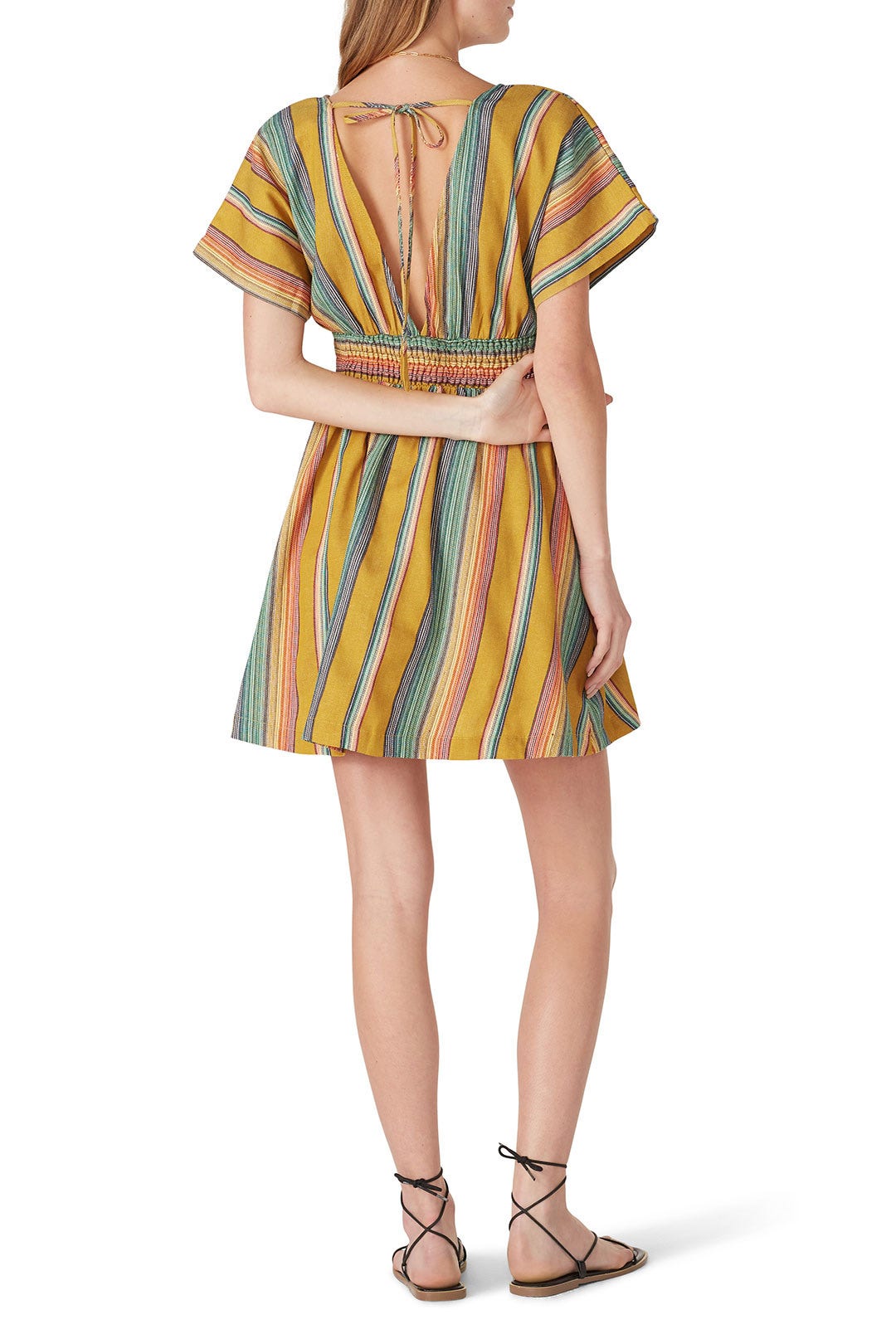 Rainbow Striped V-Neck Dress by Moon River 1