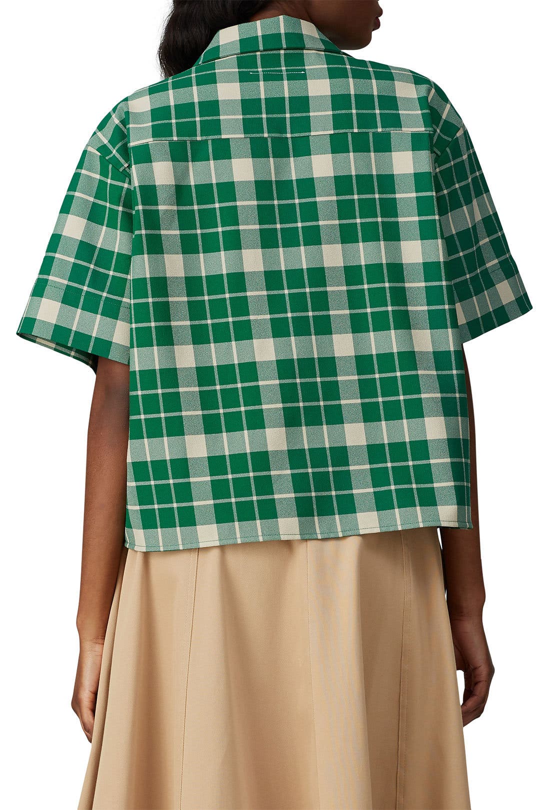 MM6 Maison Margiela グリーンチェックシャツ Green Check Boxy Top by MM6 Maison Margiela | Rent the Runway