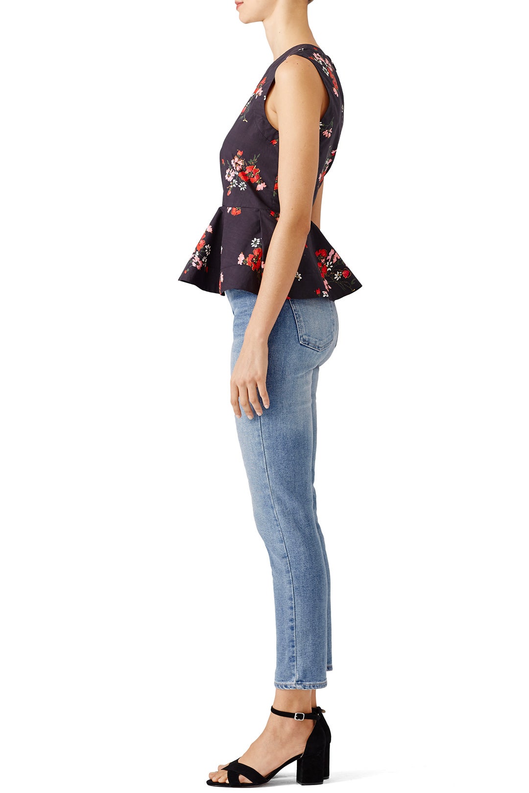 Black Floral Print Top by Rebecca Taylor NYC 1