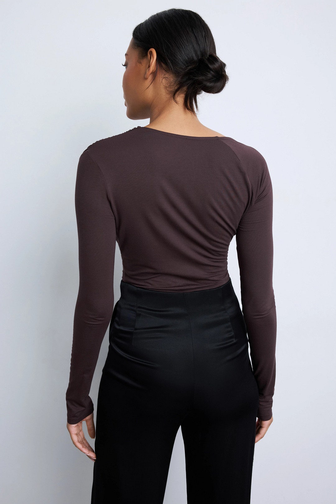 Modal Jersey Asymmetrical Ruched Top by LAPOINTE 2