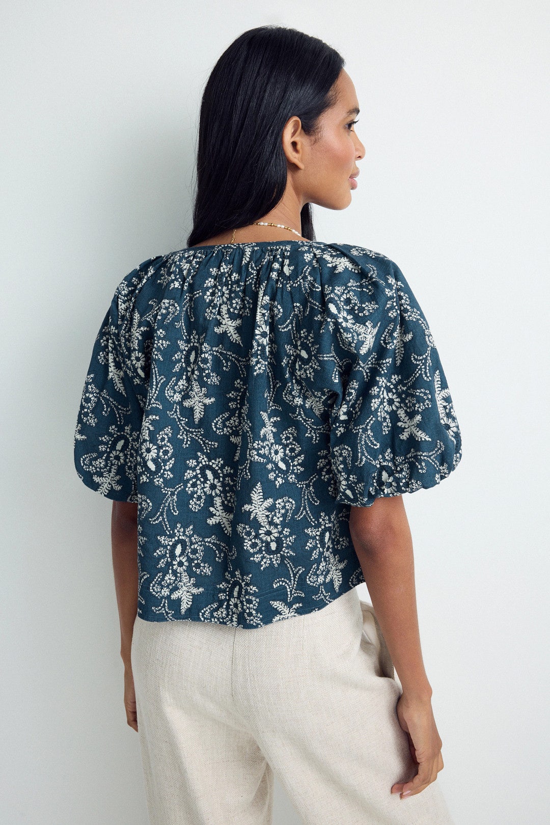 Blythe Floral Short Sleeve Top by The Great. 2