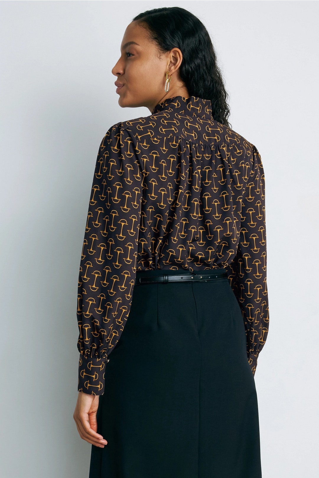 Equestrian Patterned Long Sleeve Blouse by Lauren Ralph Lauren 2