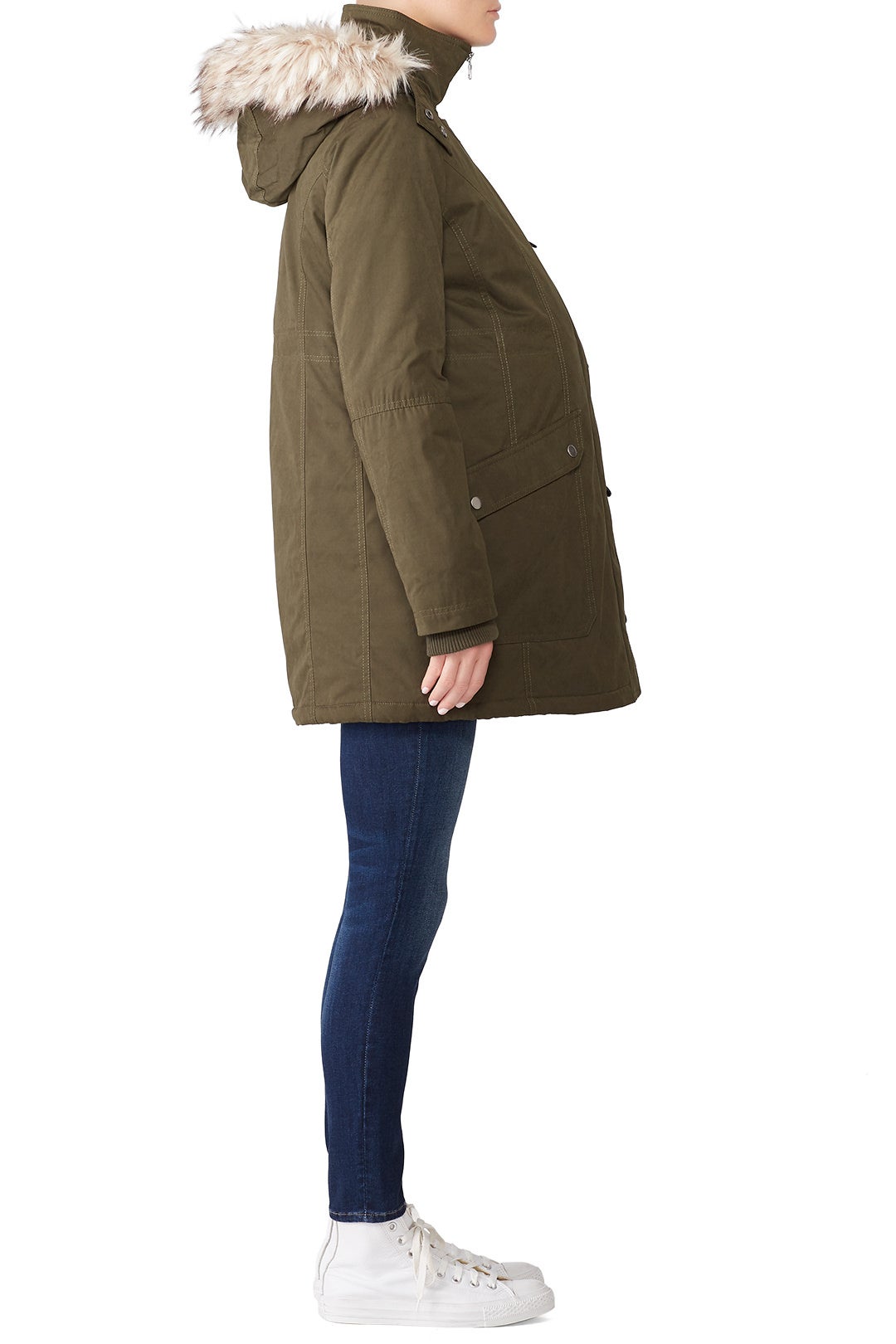 Olive Quilted Maternity Parka by A Pea in the Pod 2