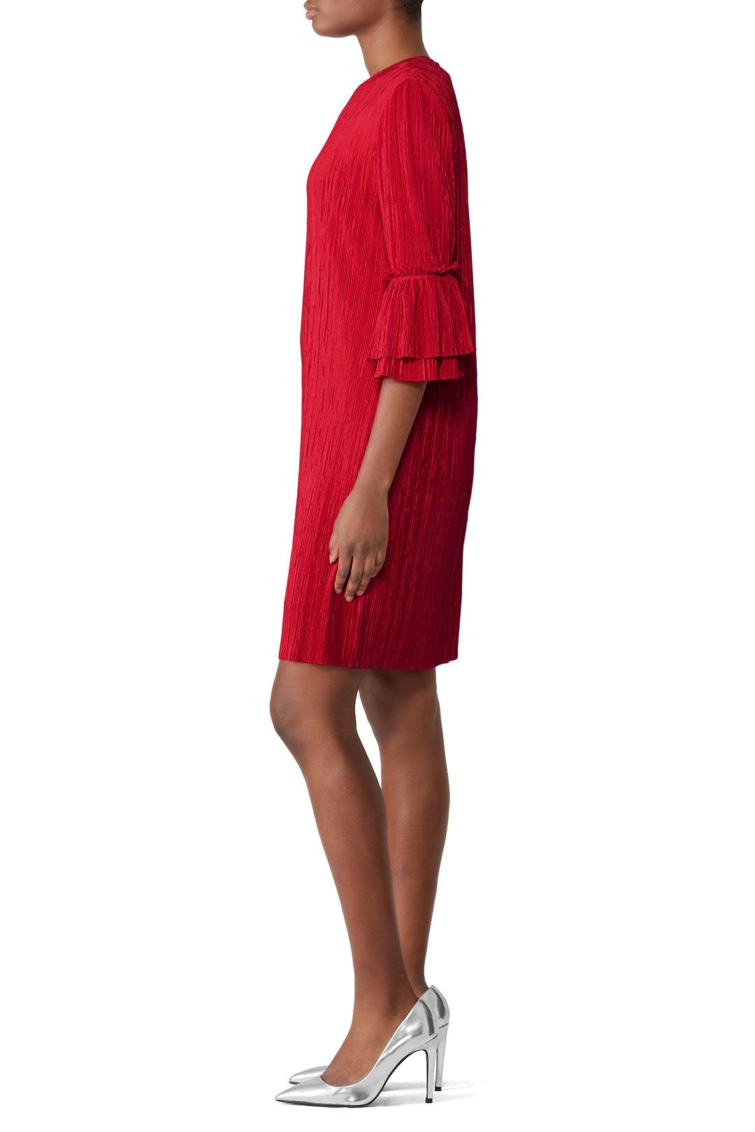 Red Pleated Shift by Badgley Mischka 2