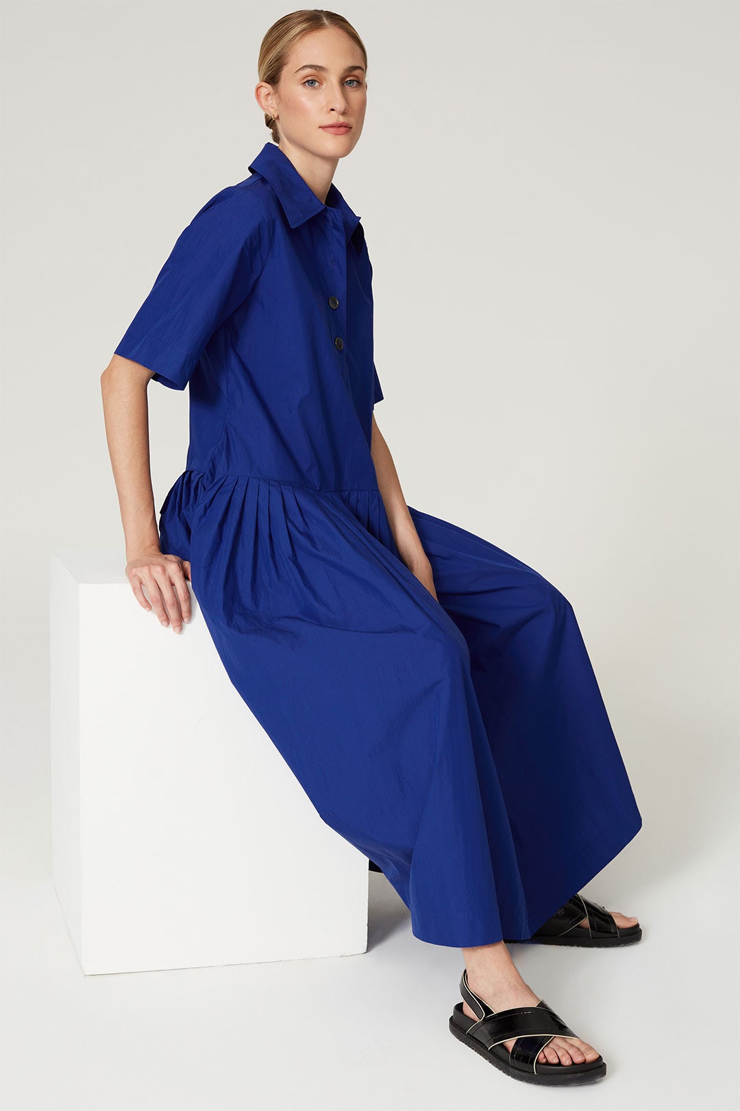 Polo Collar Gathered Maxi by Co 2