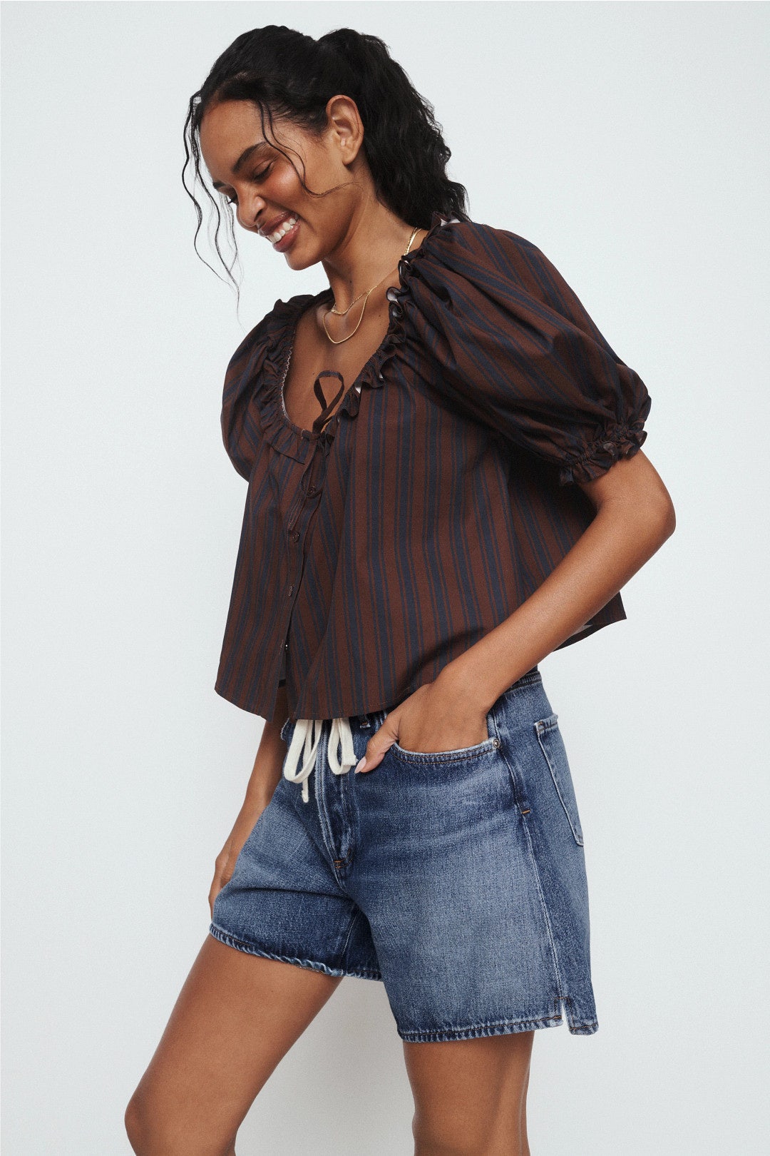 Brynn Drawstring Denim Shorts by Citizens of Humanity 1
