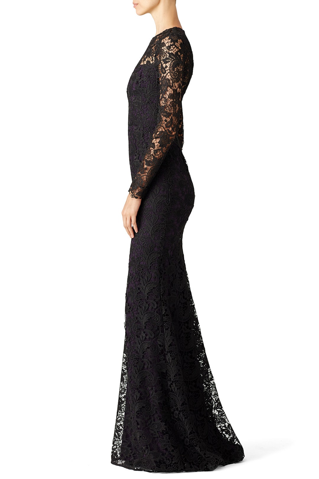 Black Lace Tower Gown by ML Monique Lhuillier 2