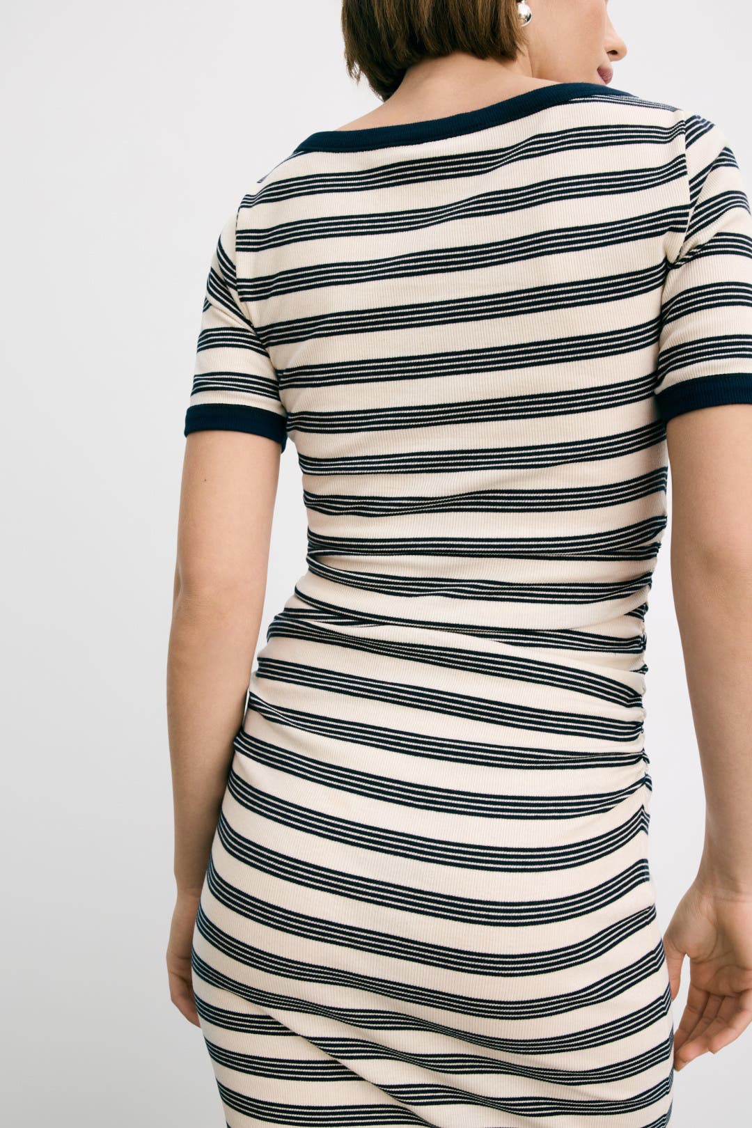 Striped Soft Cotton Rib Short Sleeve Dress by GANNI | Rent