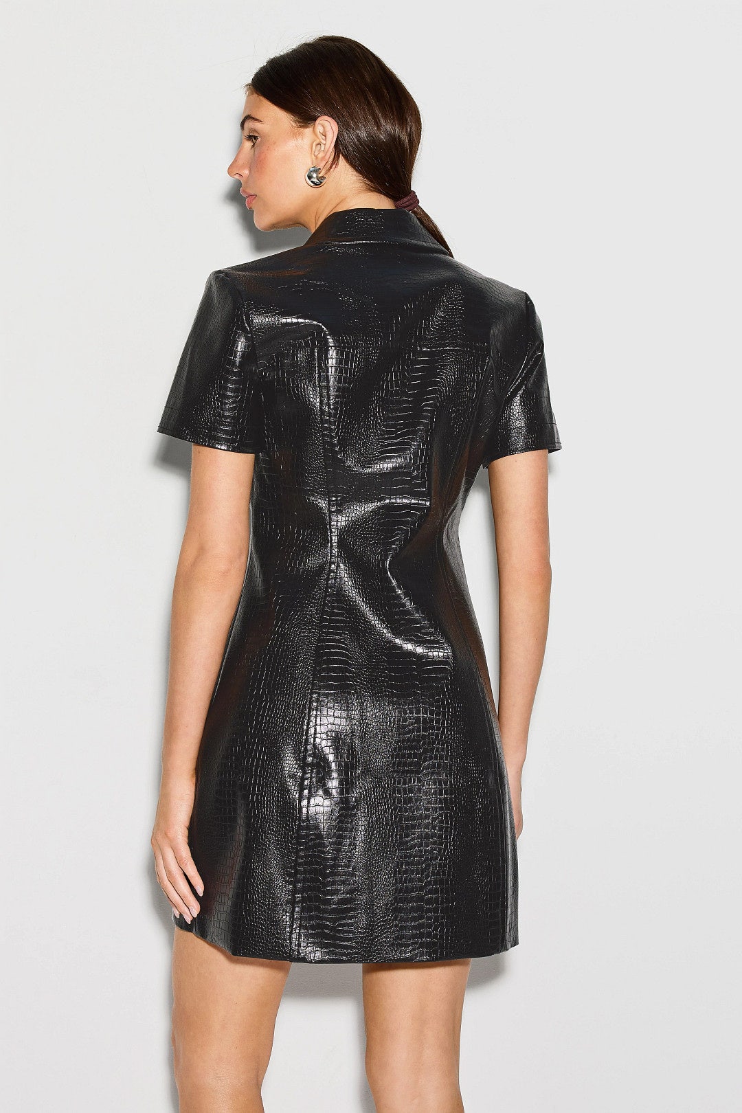 Short Sleeve Faux Leather Dress by Toccin 2