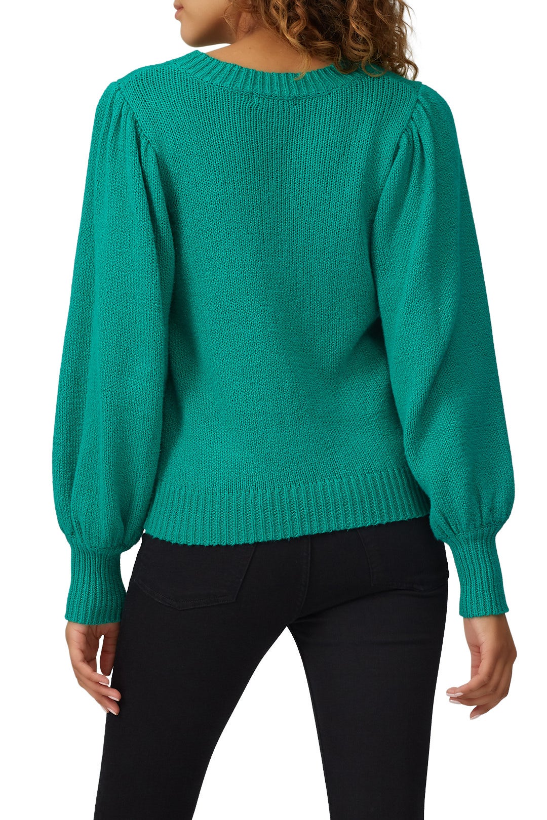 Green Puff Sleeve Sweater by 525 America 2