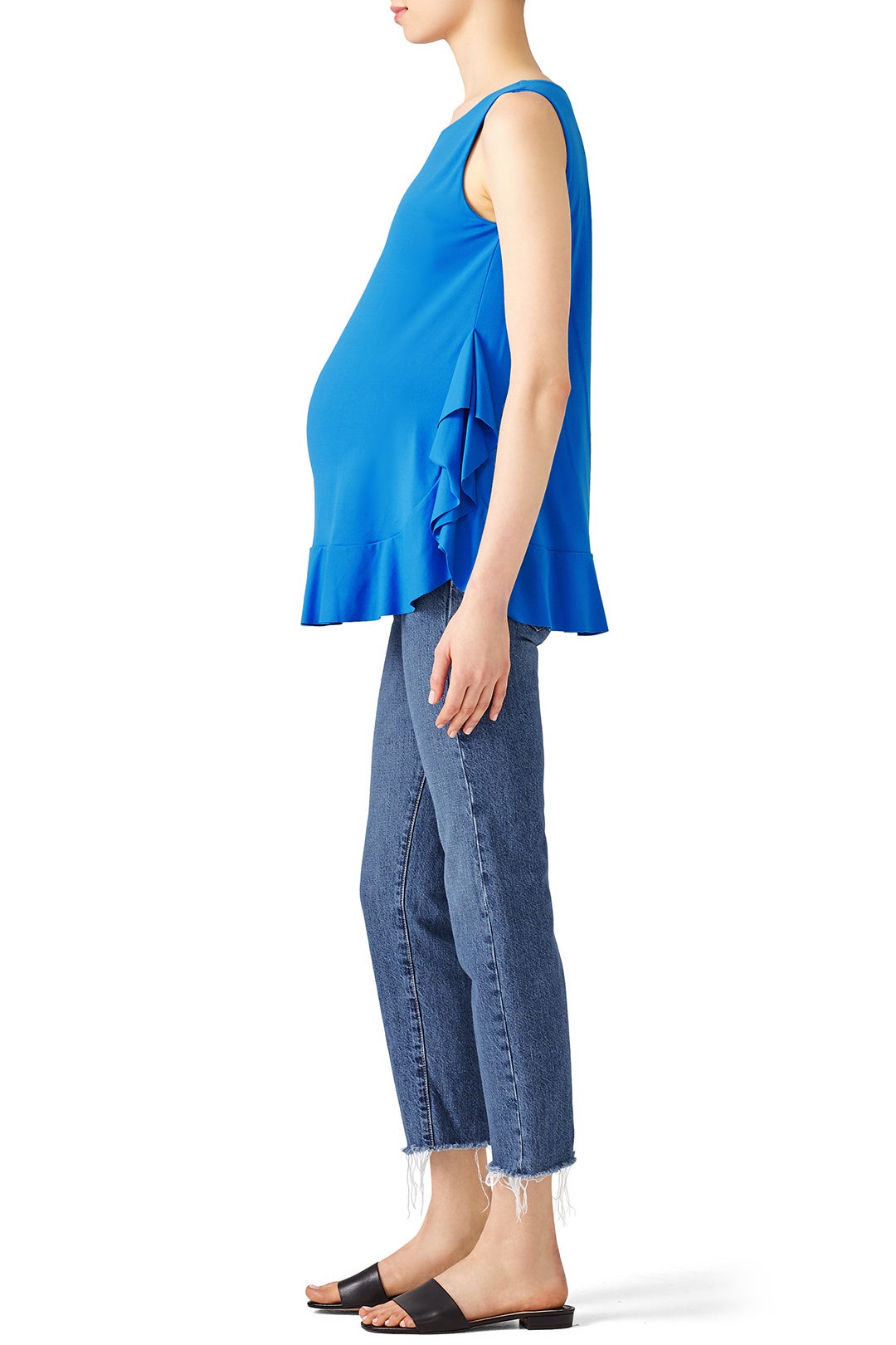 Blue Ruffle Maternity Top by Susana Monaco 2