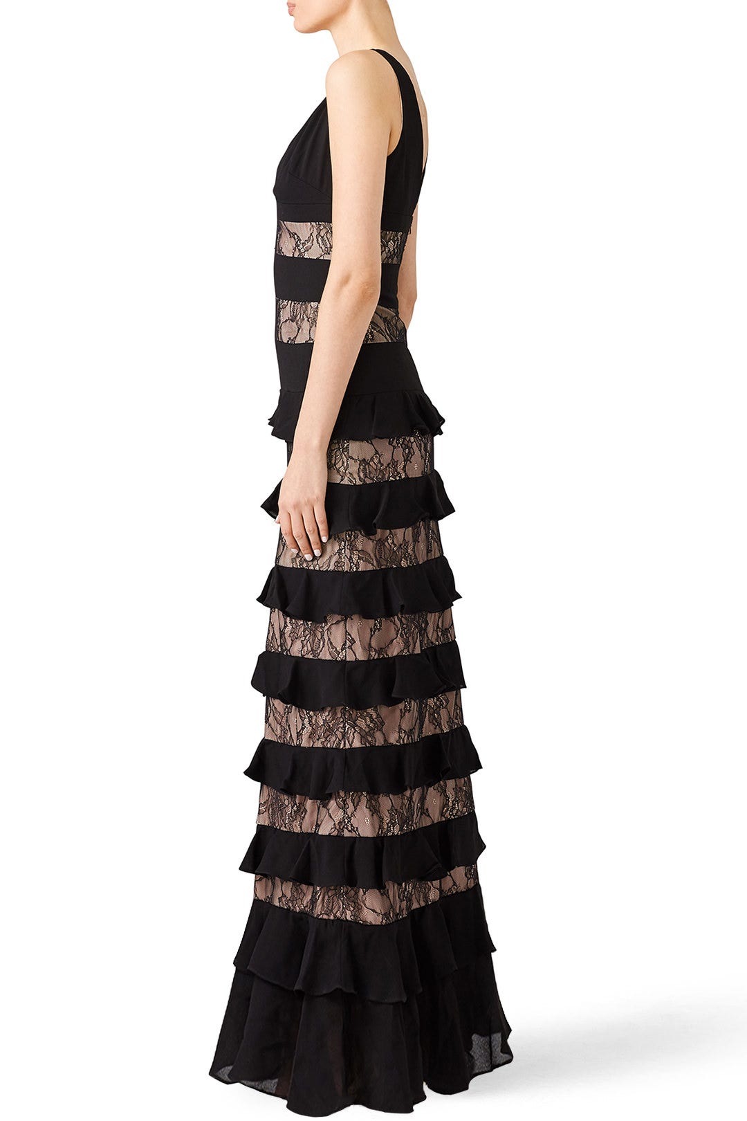 Striped Ruffle Gown by ML Monique Lhuillier 2