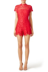 Red Lindsey Romper by Alexis