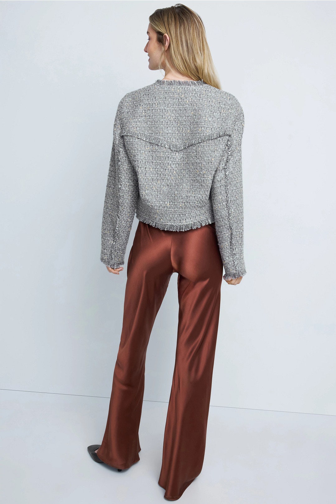 Collarless Tweed Cropped Jacket by BOSS 2